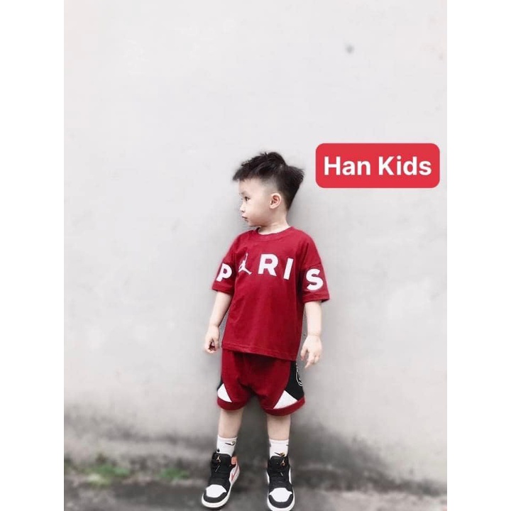 Đồ bộ bé trai Combo 2 bộ paris đen đỏ chất cotton mềm mịn thấm hút tốt