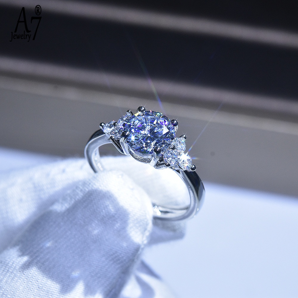 Nhẫn Đính Đá Zircon A7 Pt950 Tám Trái Tim Và Tám Mũi Tên 2 Karat