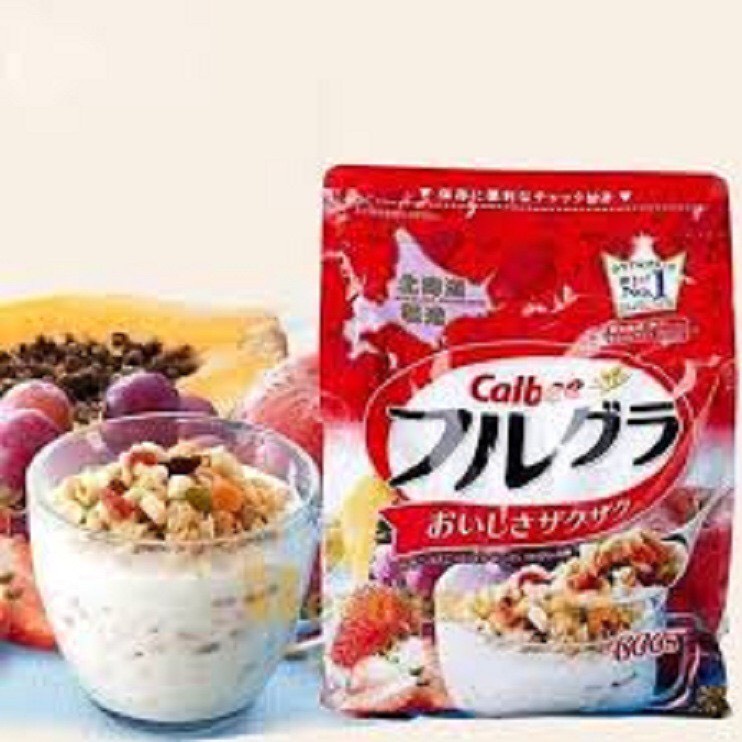 Ngũ Cốc Calbee vị Trái Cây gói đỏ 750g hàng Nhật Bản