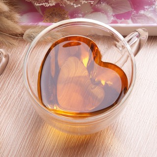 Ly thủy tinh cách nhiệt 2 lớp hình trái tim 180ml-240ml