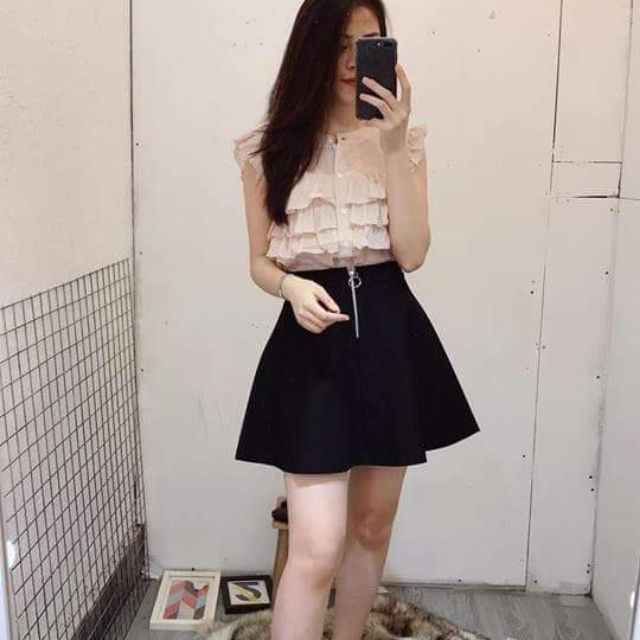 Chân váy xoè khoá đồng