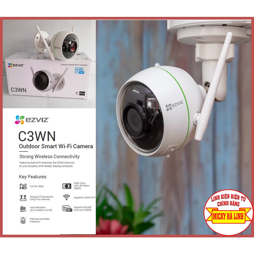 [Chính Hãng] Camera IP Wifi 2MP EZVIZ C3WN, đàm thoại 2 chiều, Bộ chống trộm hoàn hảo không lo thấm nước