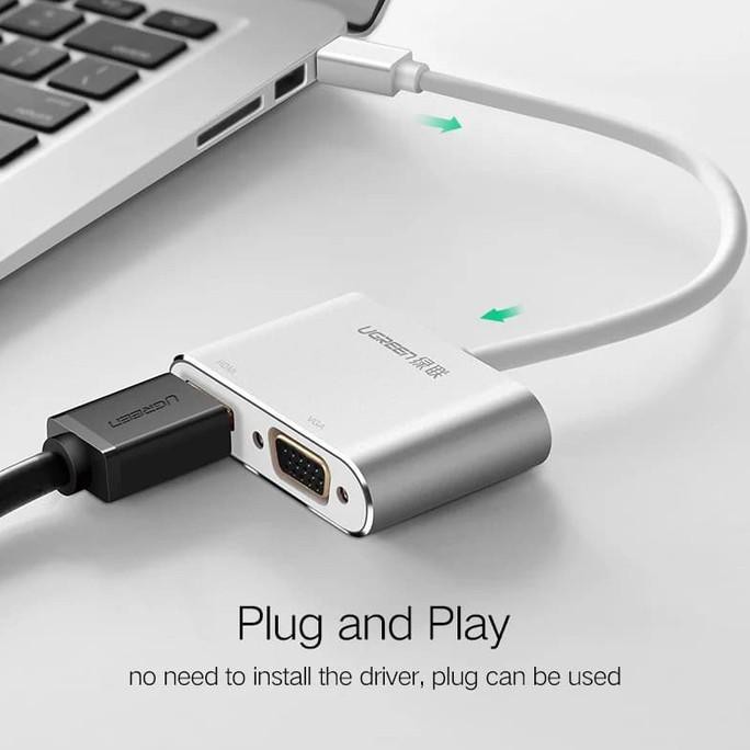 Ugreen Bộ Chuyển Đổi Thunderbolt Mini Sang Hdmi & Vga 2 Trong 1 Màu Bạc