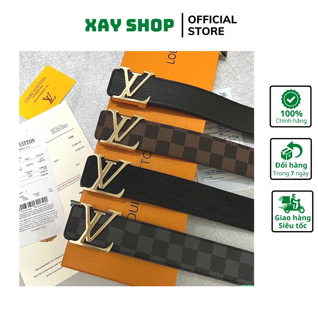 Thắt Lưng Nam LV Cao Cấp Chất Da PU Mềm Dẻo Dây Nịt In Họa Tiết Kiểu Dáng Trẻ Trung Sang Chảnh