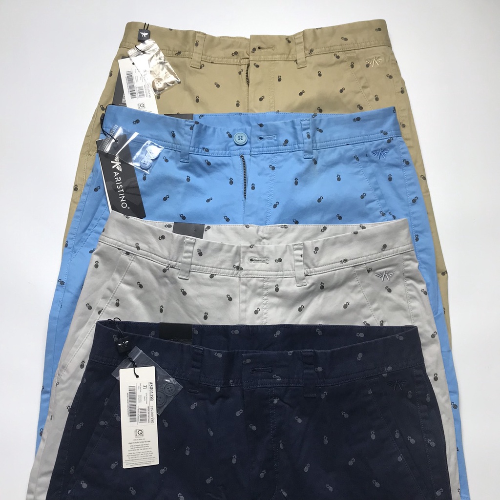 Quần short kaki nam ARISTINO cao cấp chất dày mịn đứng dáng from ôm aso013s8