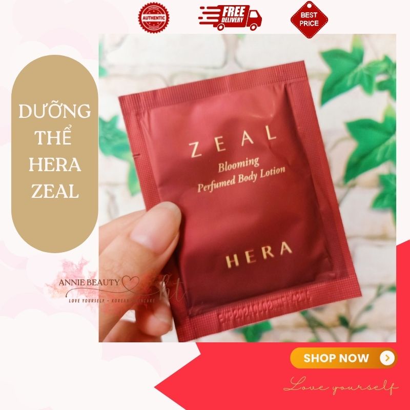 10 gói DƯỠNG BODY HƯƠNG NƯỚC HOA HERA ZEAL BLOOMING PERFUMED BODY LOTION 4ml/gói - dưỡng da mềm và lưu hương thơm ngát