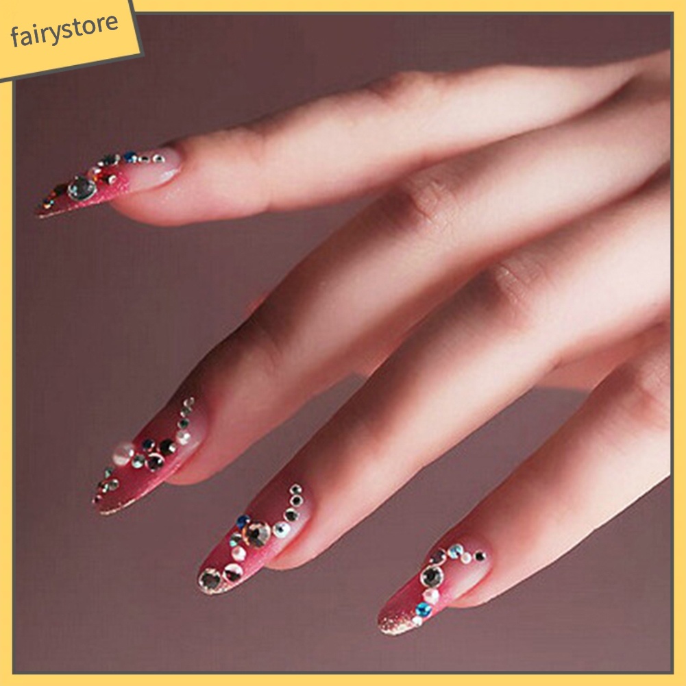 Hộp đá trang trí móng tay hình tròn 12 màu 500 hạt