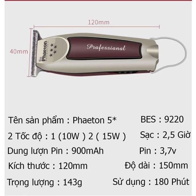 Phaeton- Tông đơ cạo viền, chấn viền chuyên nghiệp