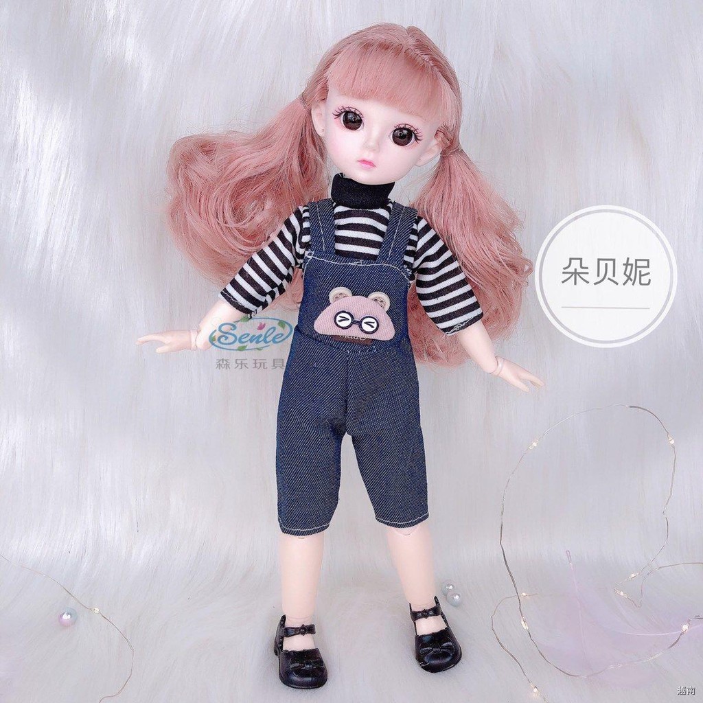 ♞♀Winter new 30 Cm bjd Barbie doll 3D mắt thật búp bê đồ chơi nhà gái quà tặng sinh nhật