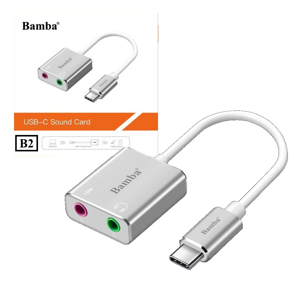 [Mã ELFLASH5 giảm 20K đơn 50K] Cáp Chuyển USB Type-C ra cổng audio 3.5 - USB TYPE-C TO SOUND 7.1 BAMBA B2