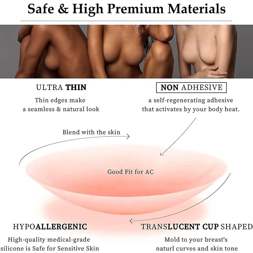 Miếng Dán Ngực Silicone Vô Hình Thoáng Khí Có Thể Tái Sử Dụng Cho Nữ