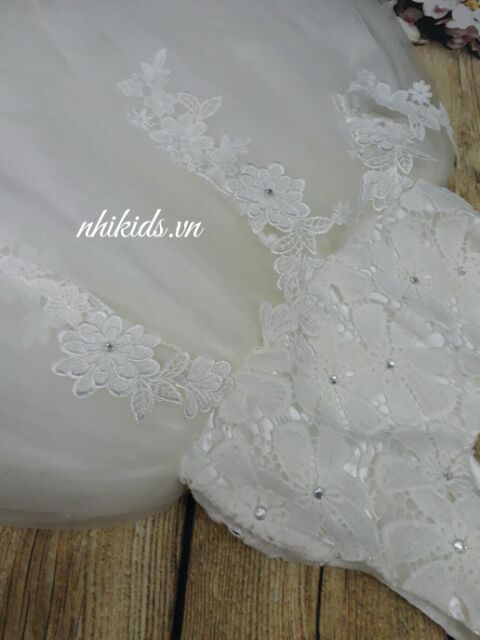 Đầm Voan Công Chúa Trắng 4 Lớp Cao Cấp Cho Bé Gái