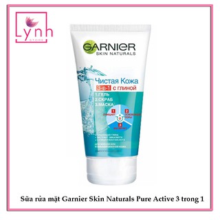 Sữa rửa mặt Garnier Skin Naturals Pure Active 3 trong 1 150ml