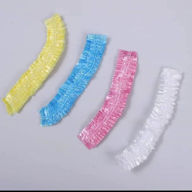 Gói 100 cái mũ trùm tóc nilon nhựa PE mỏng,dùng 1 lần