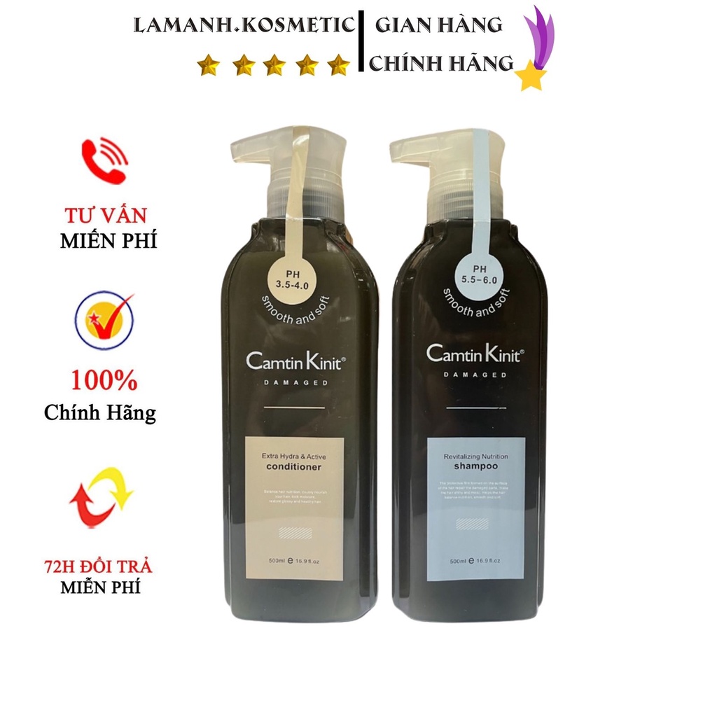 Dầu Gội CAMTIN KINIT 6 TRONG 1 kiềm dầu siêu phục hồi dưỡng ẩm mềm mượt chống rụng tóc hương thơm nước hoa cặp 500ml