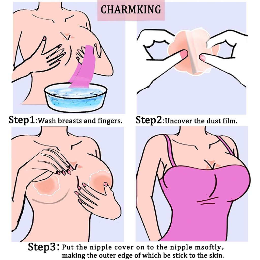 Miếng Dán Ngực Bằng Silicon Mềm Tự Dính Vô Hình Thoải Mái Có Thể Tái Sử Dụng Cho Nữ / Phụ Nữ