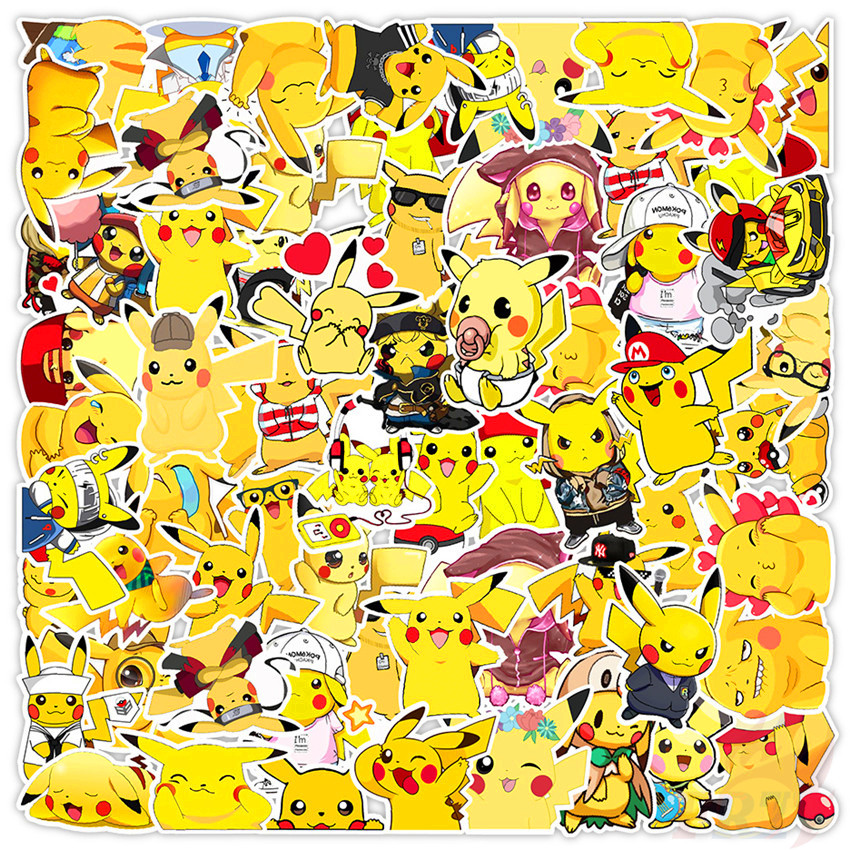 ❉ Pikachu Series 01 - Anime Pokemon Go Character Stickers ❉ 50Pcs/Set Fashion DIY Decals Doodle Stickers