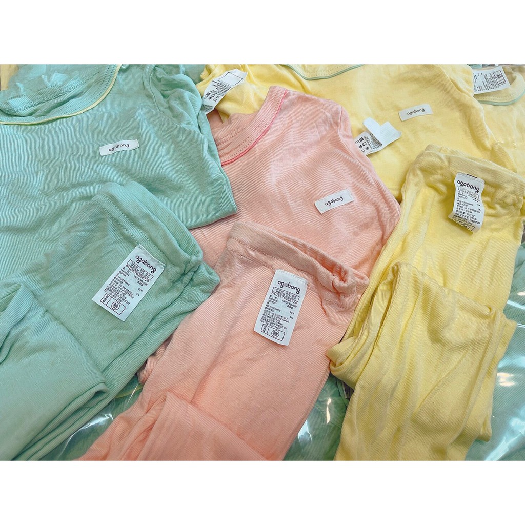 Bộ dài tay bé gái chất thun cotton Agabang xuất Hàn, bộ ngủ cho bé gái