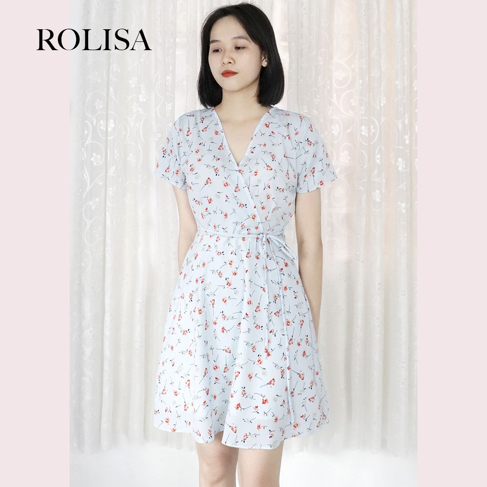 [Mã SKAMSALEP6 giảm 10% tối đa 100K đơn 150K] Đầm váy nữ hoa cúc, dáng xoè cổ chữ V xinh xắn, dễ thương RD045 màu vàng