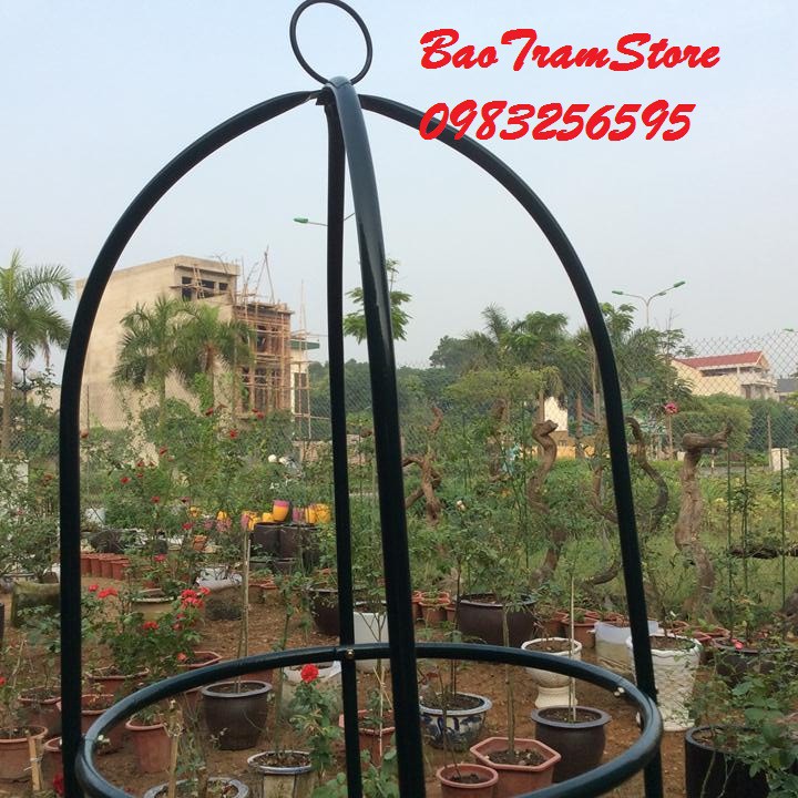 Khung đỡ,khung tháp, giá đỡ hoa hồng leo, cây trang trí màu xanh cao 1,8m đường kính 40cm, ống 13mm