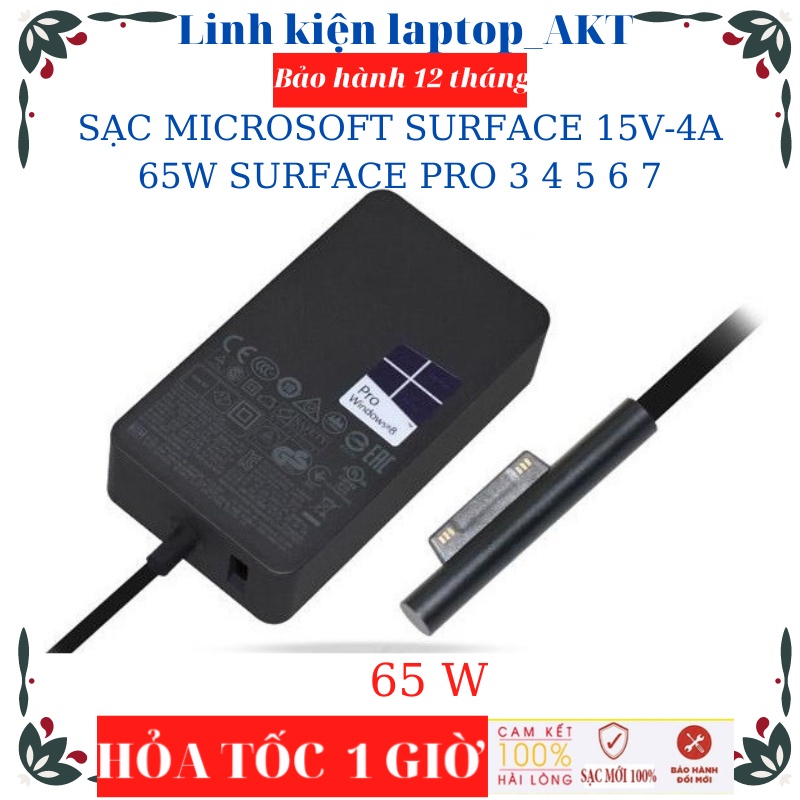 SẠC MICROSOFT SURFACE 15V - 4A - 65W SURFACE PRO 3 PRO 4 PRO 5 PRO 6 PRO 7 PRO 8 MICROSOFT SURFACE 1706