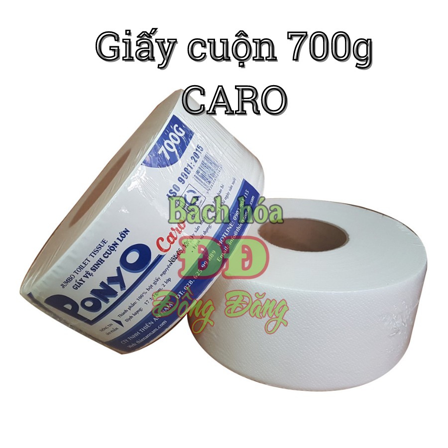 Giấy vệ sinh cuộn lớn 700g PONYO CARO - bột giấy nguyên chất, hàng cao cấp