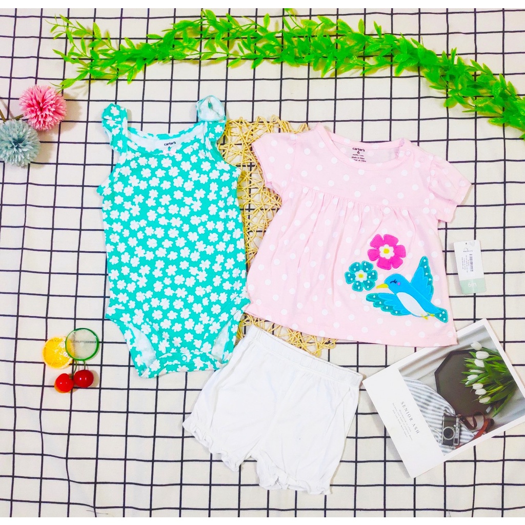 Bộ quần áo Carter xuất dư 6-24m bé gái