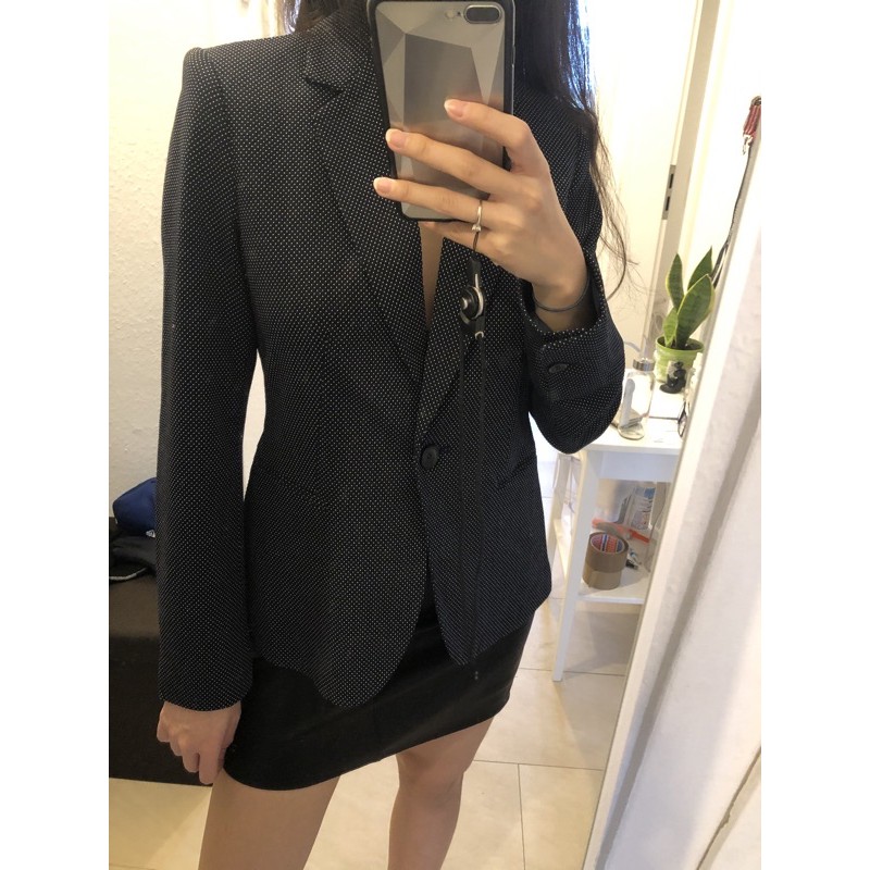 Zara Đức - Áo blazer sale auth new tag cao cấp chính hãng vest khoác hai 2 lớp có lót độn vai suit chấm bi xanh | BigBuy360 - bigbuy360.vn