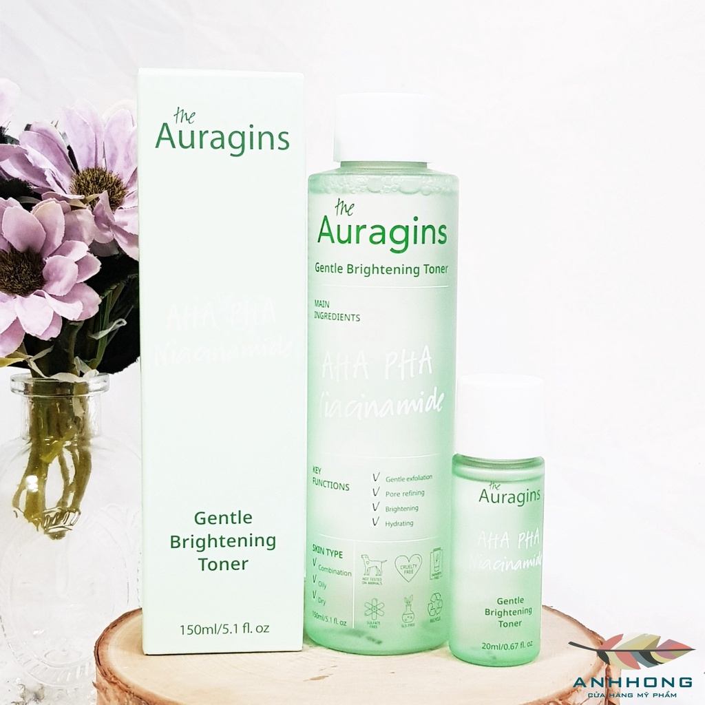 Nước Hoa Hồng Sáng Da, loại bỏ dầu thừa The Auragins Gentle Brightening Toner 150ml