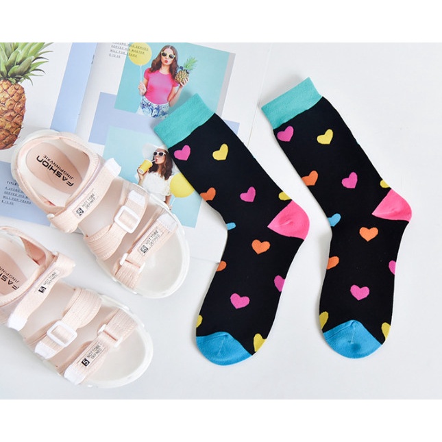 Vớ Tất cotton cao cổ hình trái tim phong cách dễ thương, trẻ trung &amp; năng động.