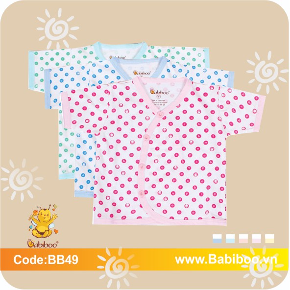 Áo cổ tim tay ngắn chấm bi BIBABOO