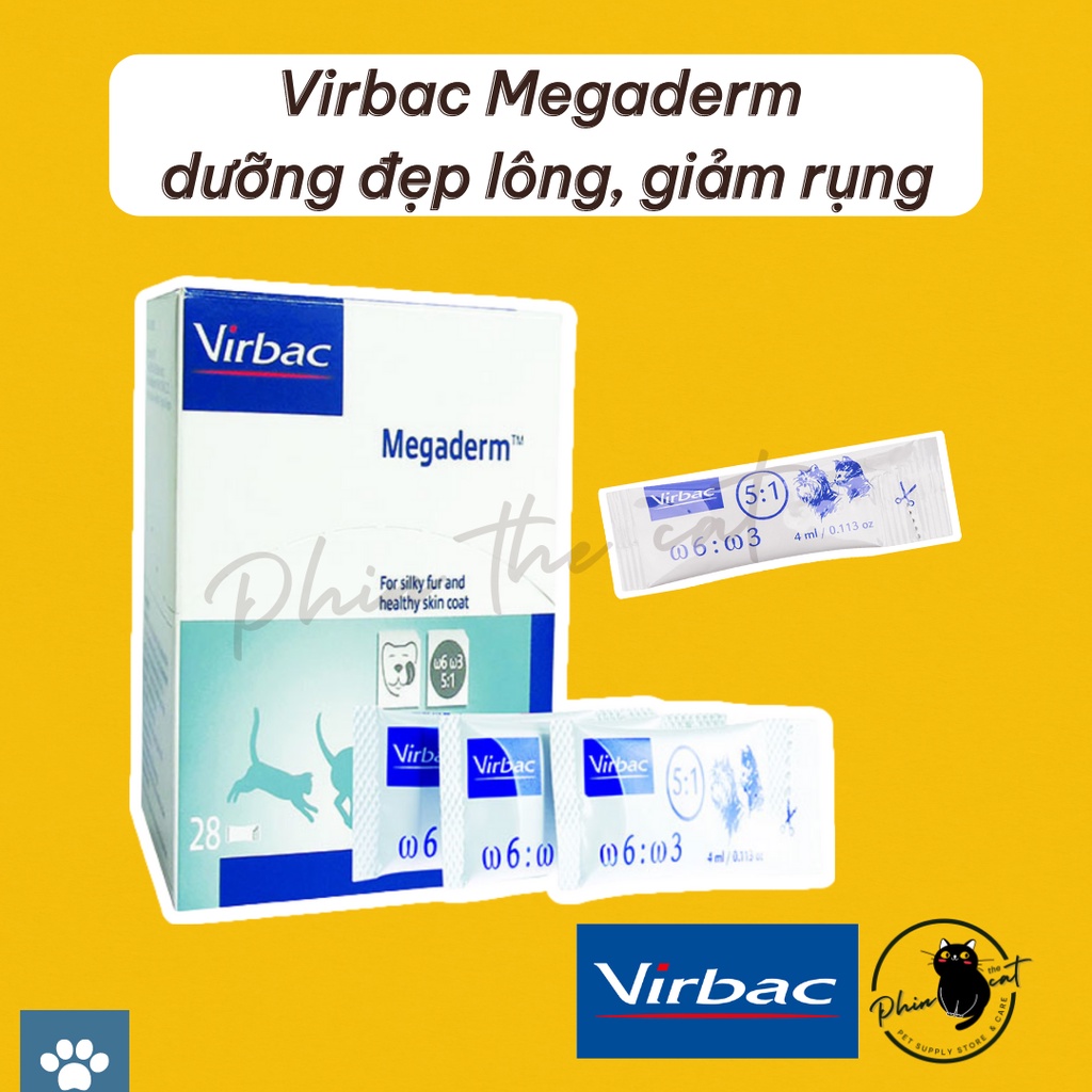 Gel dinh dưỡng VIRBAC MEGADERM dưỡng đẹp lông, giảm rụng lông chó mèo | phinthecat