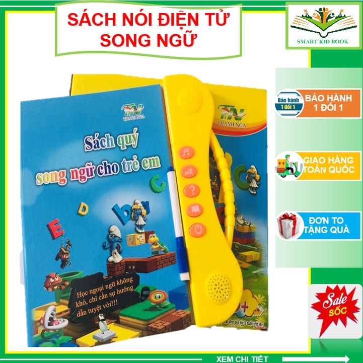Sách Nói Điện Tử Song Ngữ Anh- Việt Giúp Trẻ Học Tốt Tiếng Anh cho bé 1-7 tuổi