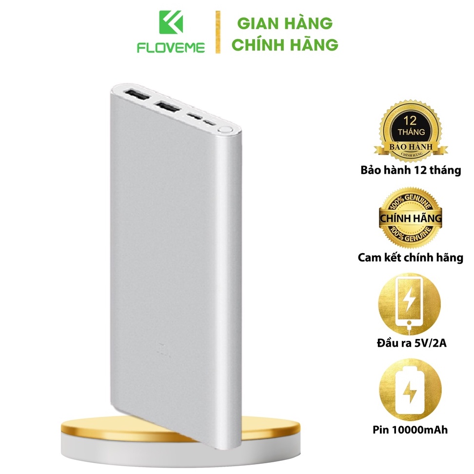 Pin Sạc Dự Phòng Floveme Xiaomi Gen 3 Dung lượng 10000 mAh Tích Hợp Cổng Type-C Bảo Hành 1 đổi 1 - Pin lithium Polymer
