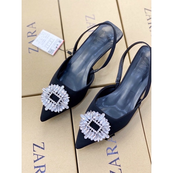 Giày cao gót nữ form slingback đính đá sang trọng, thanh lịch