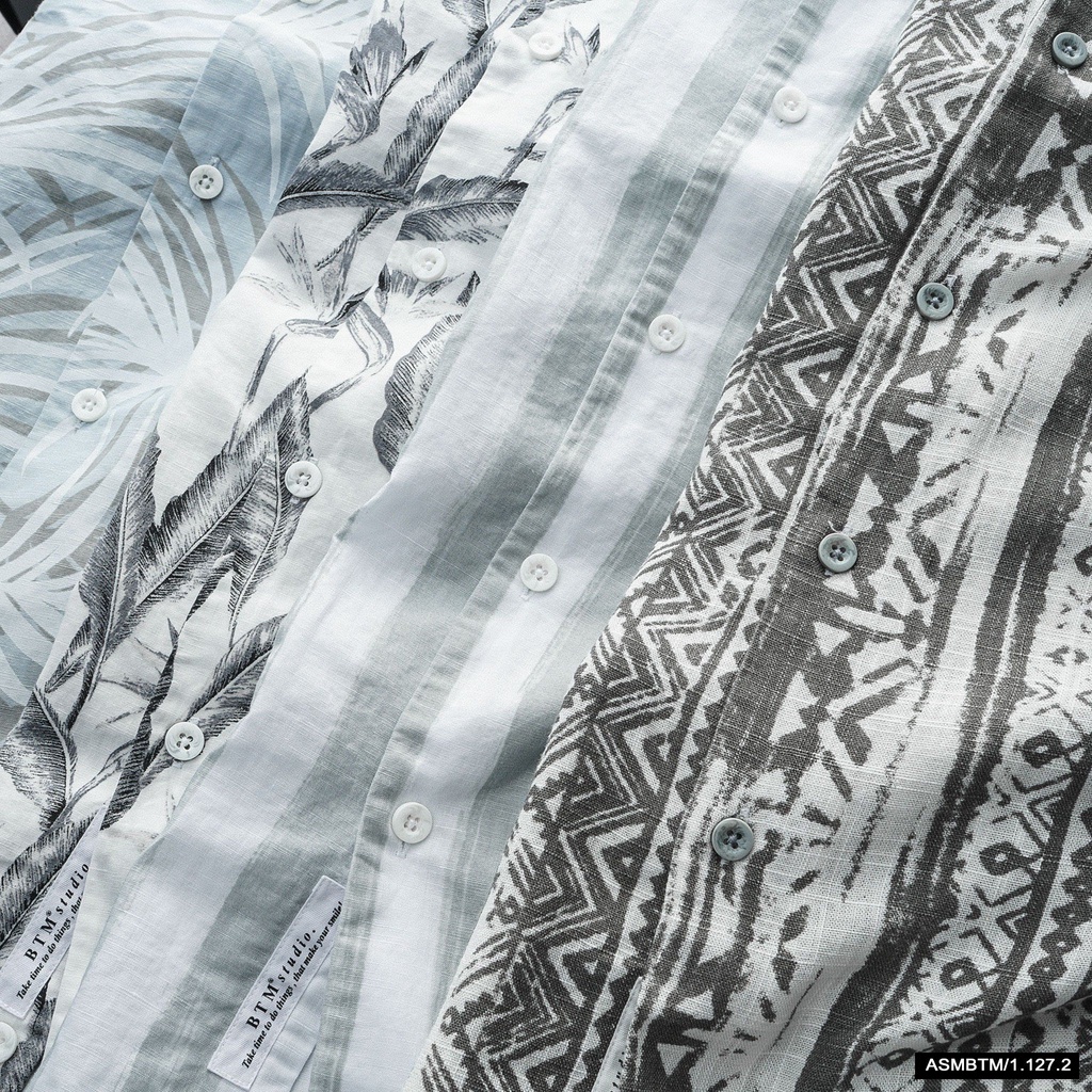 Aó sơ mi họa tiết đi biển hè BTN,chất vải đũi(linen) - HÀNG VNXK