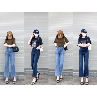 Quần jean ống đứng lai cắt xéo M050060