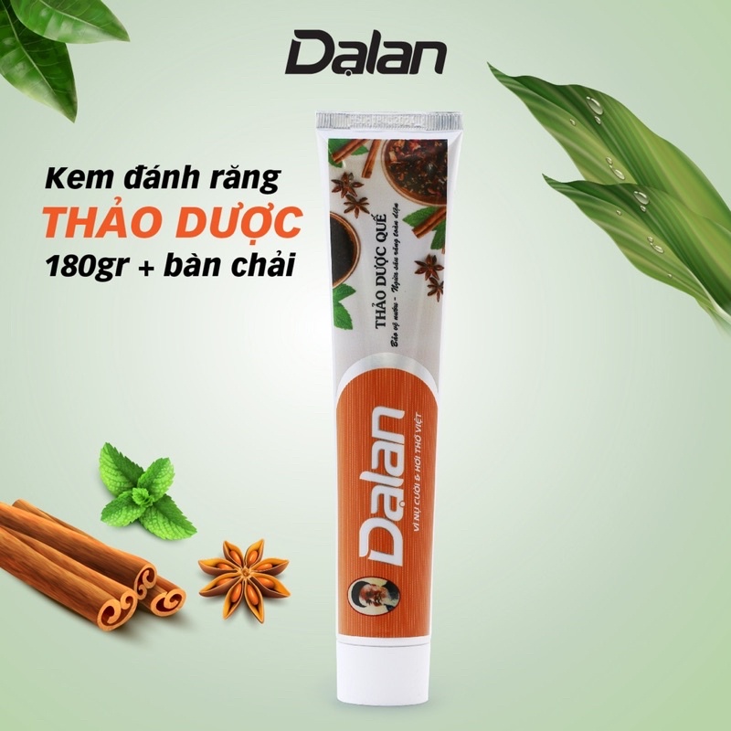 KEM ĐÁNH RĂNG THẢO DƯỢC 180G KÈM BÀN CHẢI - DẠ LAN