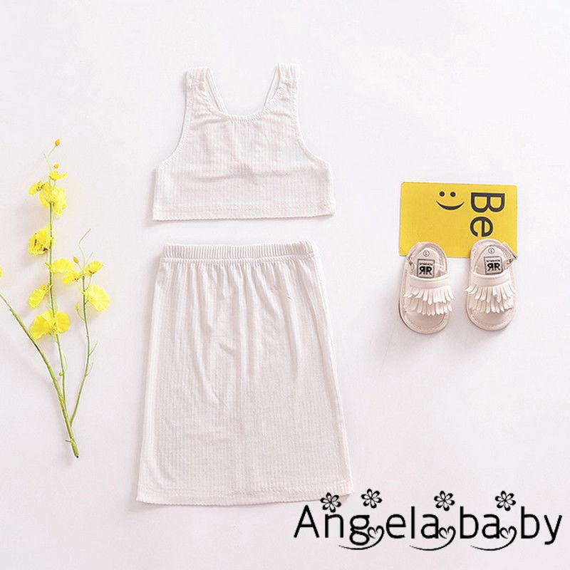 Set Áo Không Tay + Váy Ngắn Dễ Thương Cho Bé Gái