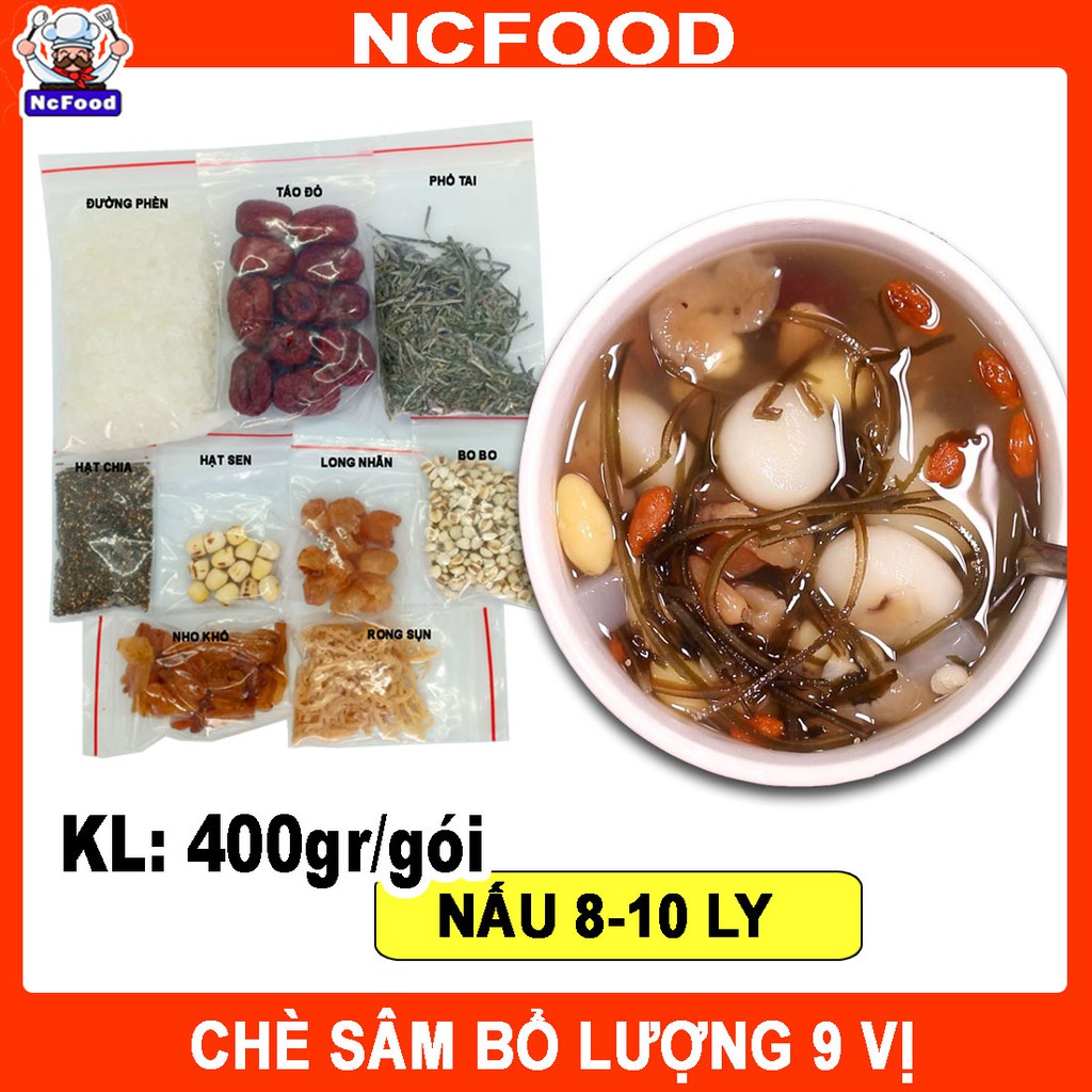 Chè Sâm Bổ Lượng 400g - set 9 loại nguyên liệu nấu 8-10 ly chè NCFOOD | BigBuy360 - bigbuy360.vn