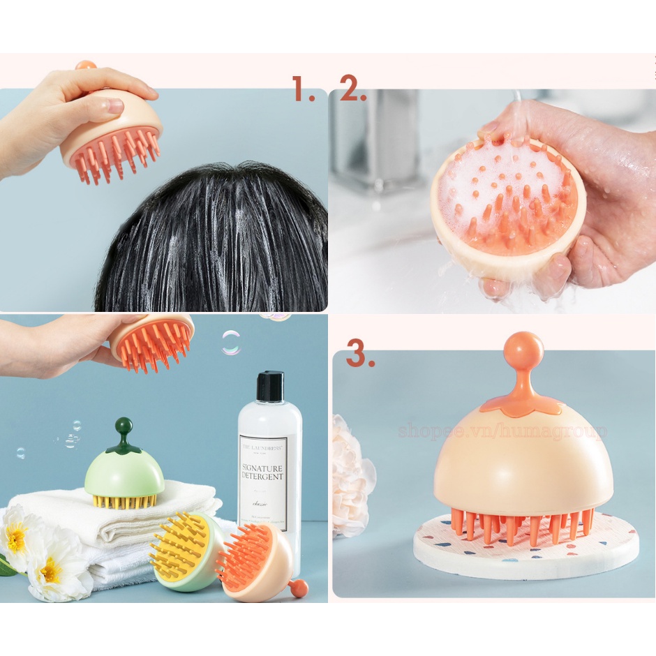 Lược Gội Đầu Silicon Mát Xa Da Đầu, Giảm Rụng Tóc, Kích Thích Mọc Tóc