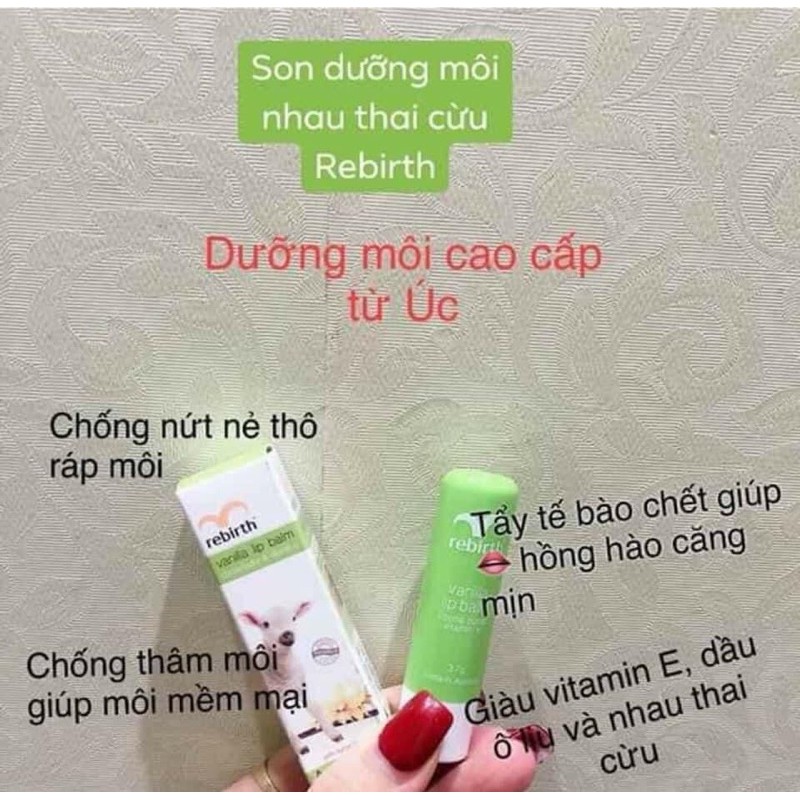 Son Dưỡng Nhau Thai Cừu Rebirth Vanilla Lip Blam Úc