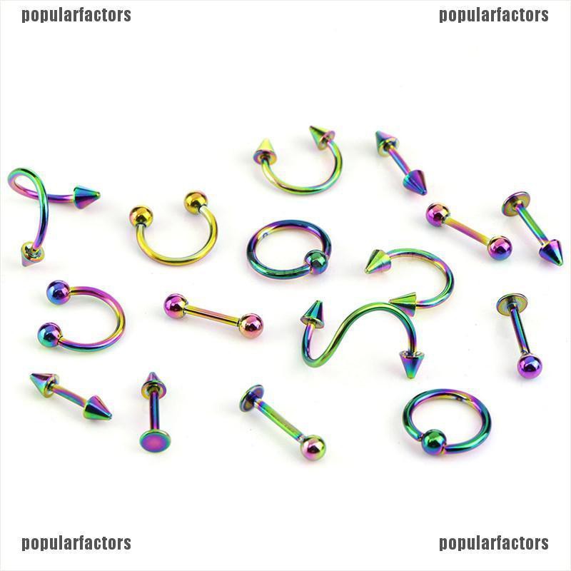 Set 16 Khuyên Đeo Cơ Thể Chất Liệu Thép Không Gỉ Cá Tính