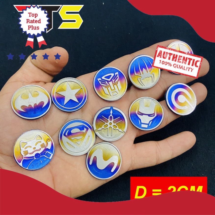 [HCM XẢ KHO MÙA DỊCH] LOGO, TEM TITAN TRÒN DÁN MẶT NẠ, BIỂN SỐ, GHI ĐÔNG SATRIA ( CÓ SẲN KEO 3MM )