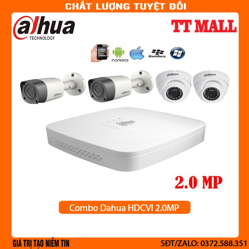 {Giá Hủy Diệt}Trọn bộ 4 camera dahua Full HD 1080p + HDD 500G tặng mỗi camera 10m dây liền nguồn