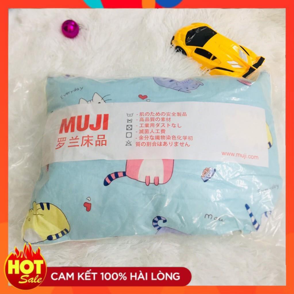 Gối trẻ em Muji cao cấp nhiều màu - 100% chất liệu cotton mịn màng thoáng mát thấm hút mồ hôi