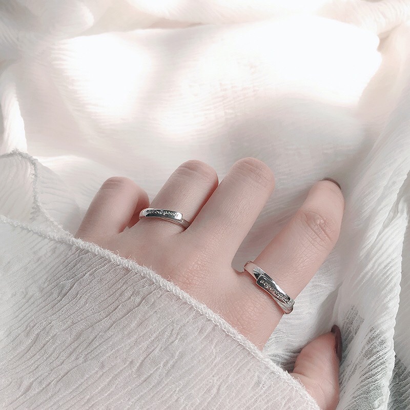 [Freesize] Nhẫn Đôi Nam/ Nữ Bạc 925 Cao Cấp ERASHOP 077970 - Accompany Khắc Tinh Tế, Đơn Giản, Sang Trọng, Rẻ Đẹp