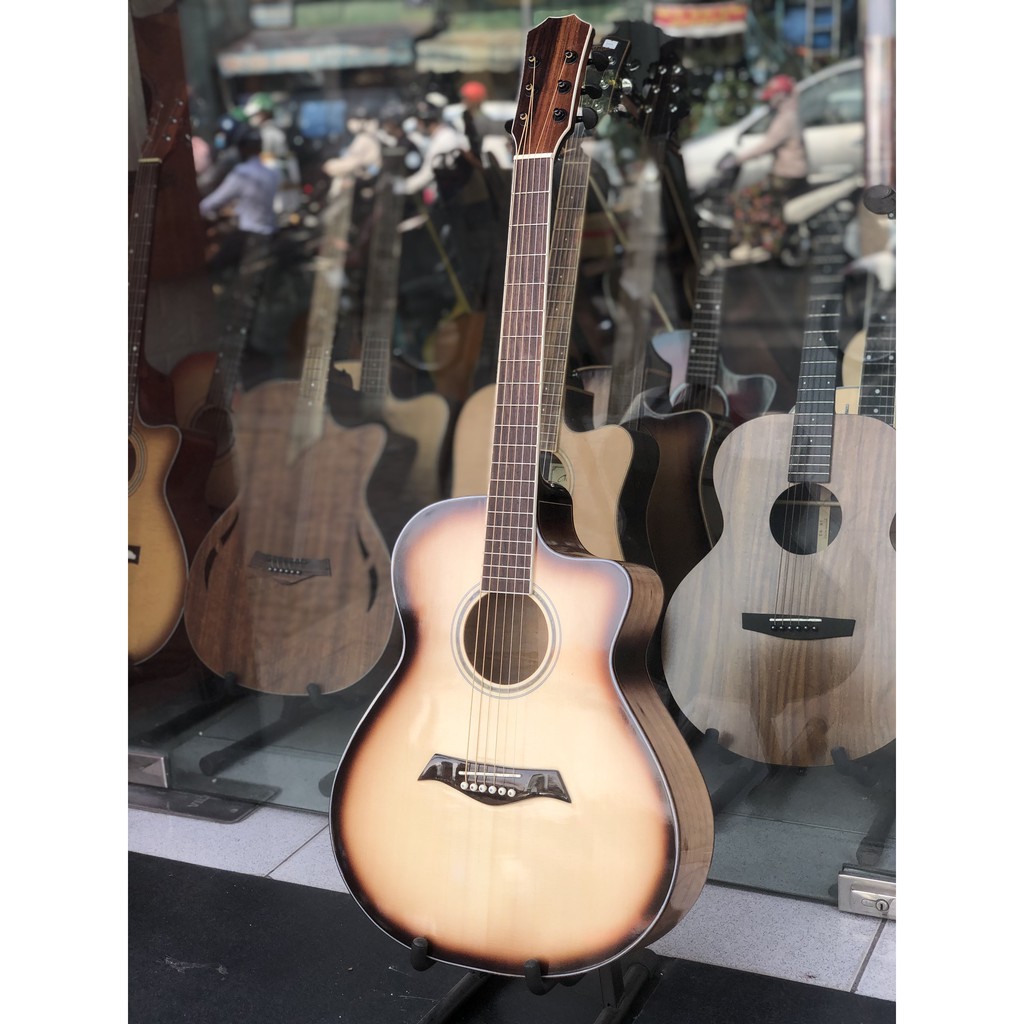 Guitar acoustic gỗ còng cườm cao cấp (tặng full phụ kiện)