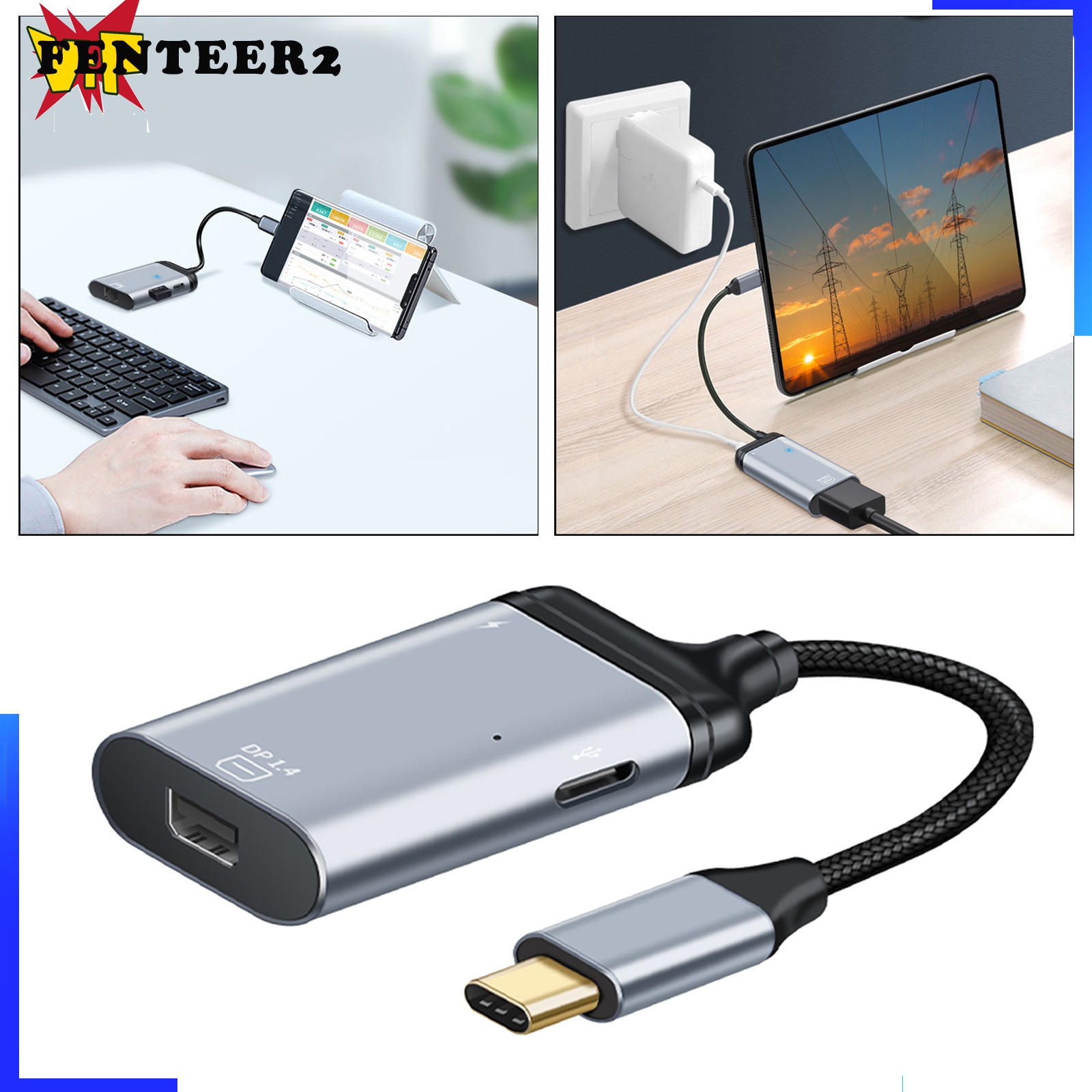 (fenteer2 3c) Giắc Chuyển Đổi Usb 2.0 Type C Sang Hdmi Cho Macbook Pro Hdmi Sang Usb C