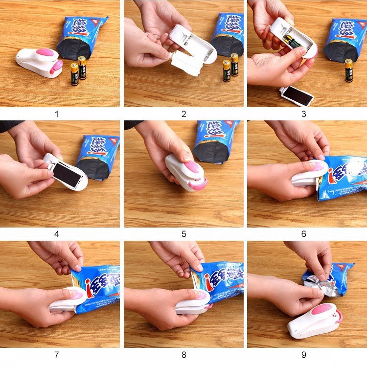 Máy hàn miệng túi mini HOUSEEKER dùng pin tiện lợi nhanh chóng